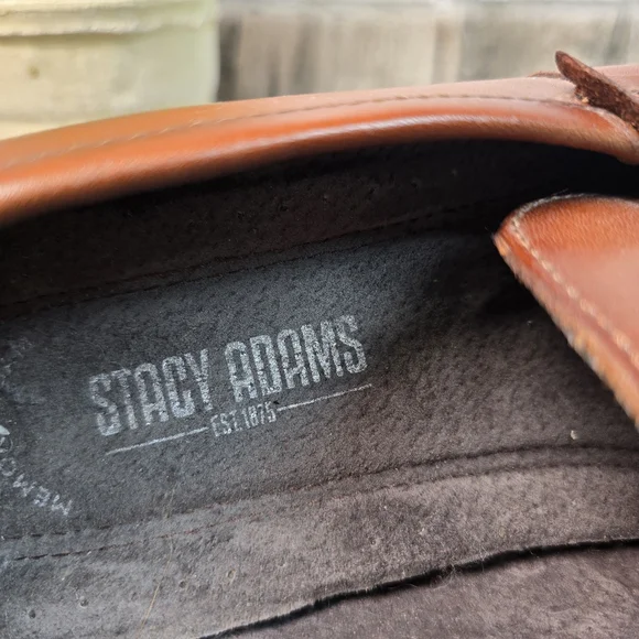 STACY ADAMS DUVAL COGNAC BROWN SOFT LEATHER MOE TOE PENNY LOAFERS MENS 10.5 EUC - Picture 12 of 12